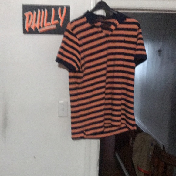 Polo XXL Custom Slim Fit Orange and Blue striped - Picture 5 of 5